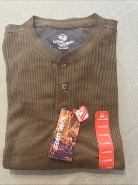 Men’s Thermal Henley Shirt - Brown